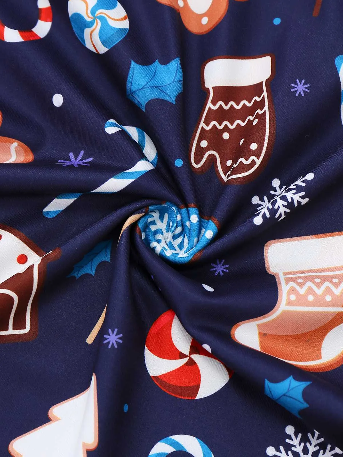 Blue 1930s Christmas Elements Printed Straps Jumpsuit sold by Retro Stage product image thumbnail 5