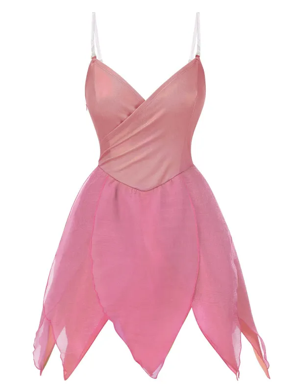 [Pre-Sale] Pink 1970s Tinker Bell Fairy Petal Hem Mini Dress sold by Retro Stage