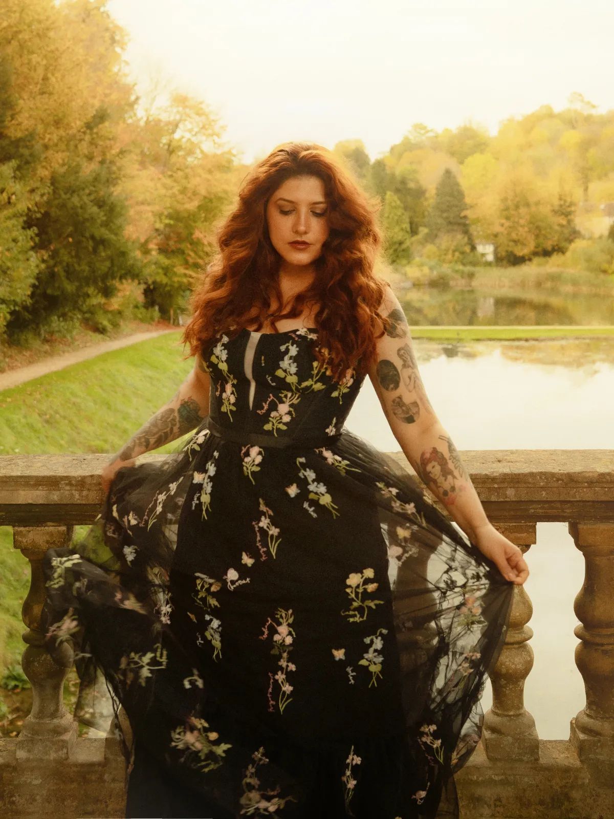 1930s Floral Mesh Boned Lace-Up Dress sold by Retro Stage product image thumbnail 2