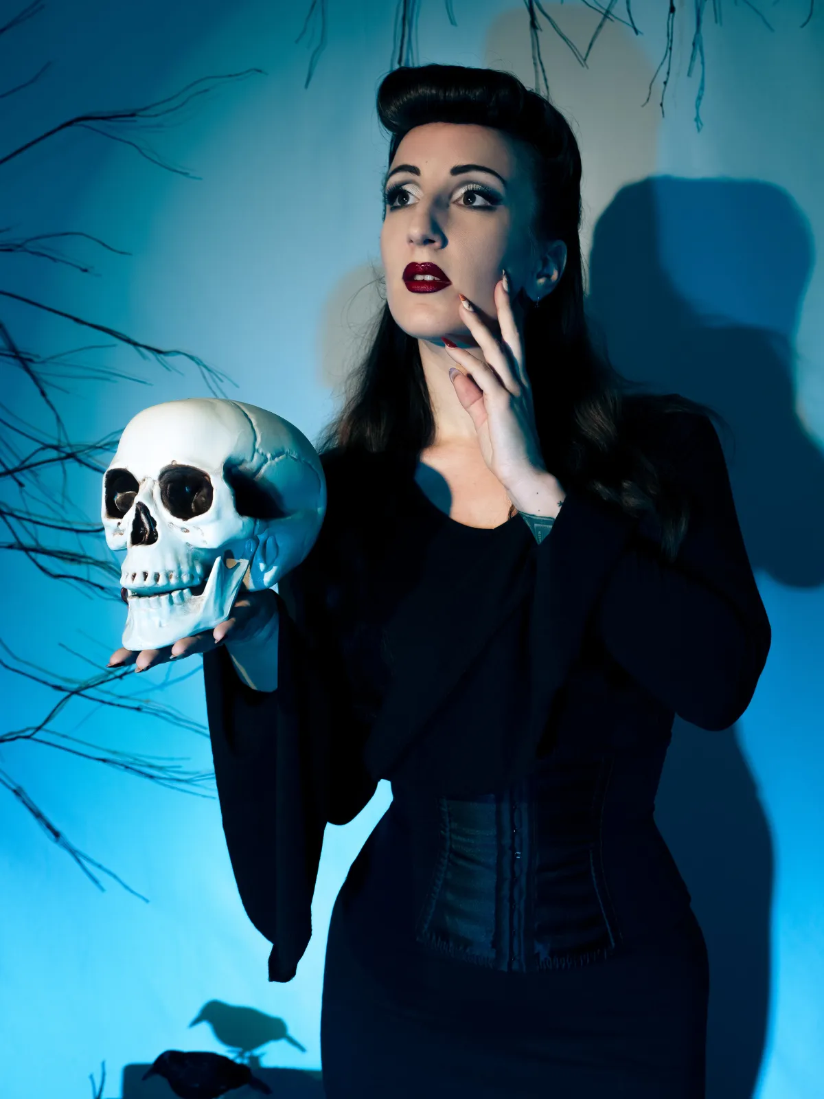 Black 1930s Sold Batwing Cuffs Fishtail Dress sold by Retro Stage product image thumbnail 2