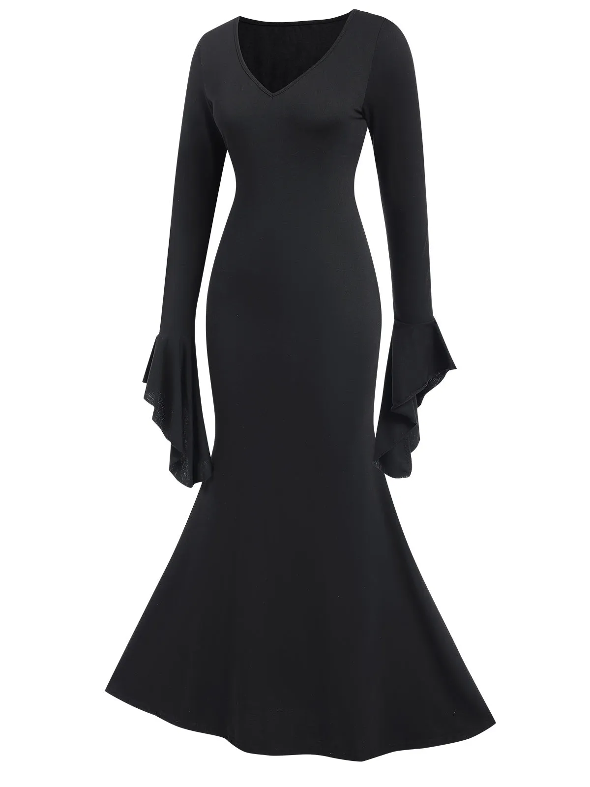 Black 1930s Sold Batwing Cuffs Fishtail Dress sold by Retro Stage product image thumbnail 5