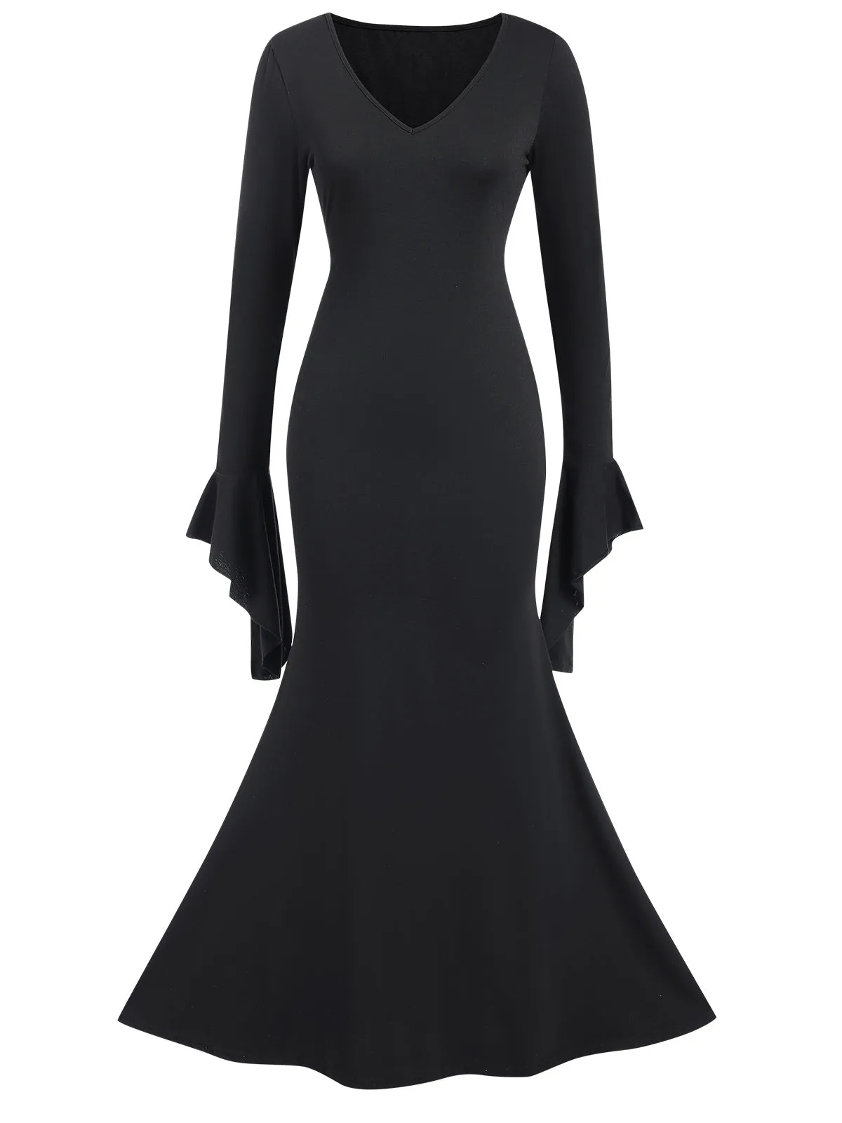 Black 1930s Sold Batwing Cuffs Fishtail Dress sold by Retro Stage product image thumbnail 4