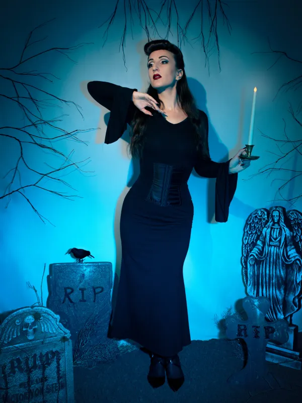 Black 1930s Sold Batwing Cuffs Fishtail Dress sold by Retro Stage