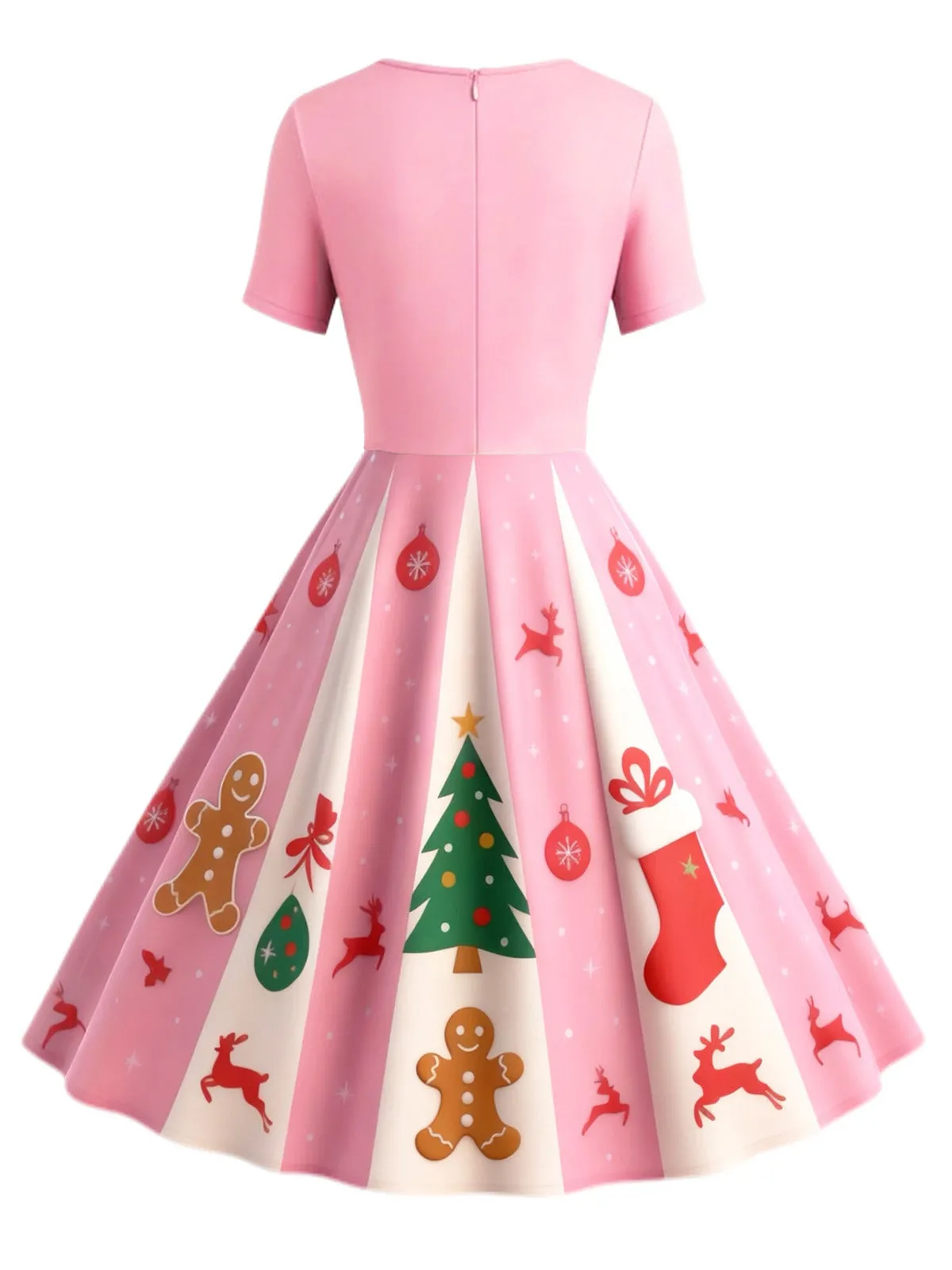 Pink 1950s Christmas Snowflake Swing Dress sold by Retro Stage product image thumbnail 3