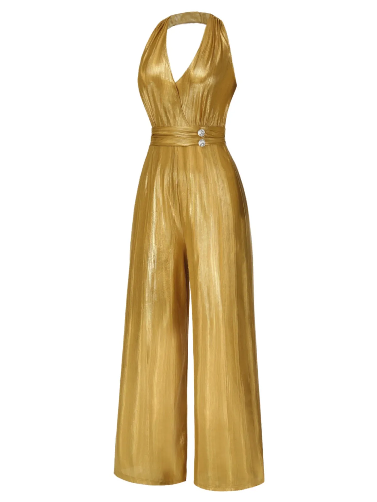 1970s Gingerbread Man V-Neck Halter Jumpsuit sold by Retro Stage product image thumbnail 4