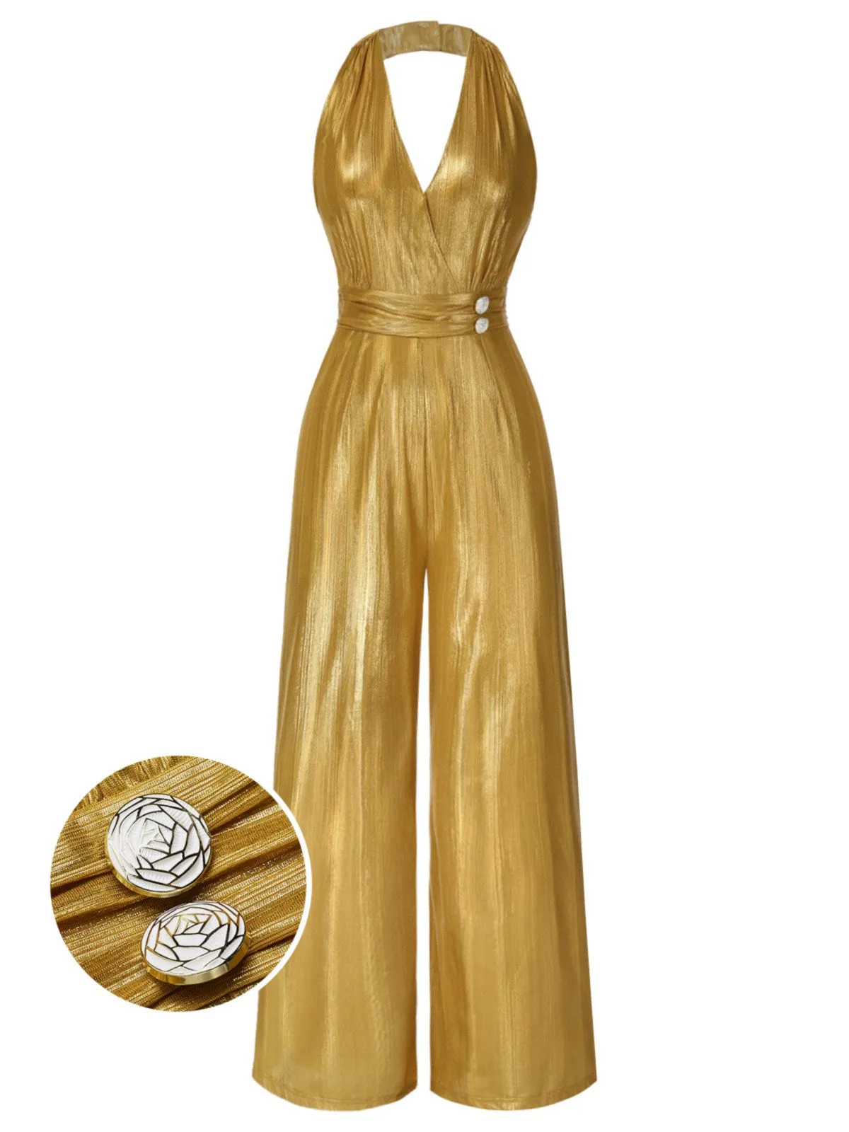 1970s Gingerbread Man V-Neck Halter Jumpsuit sold by Retro Stage product image thumbnail 2