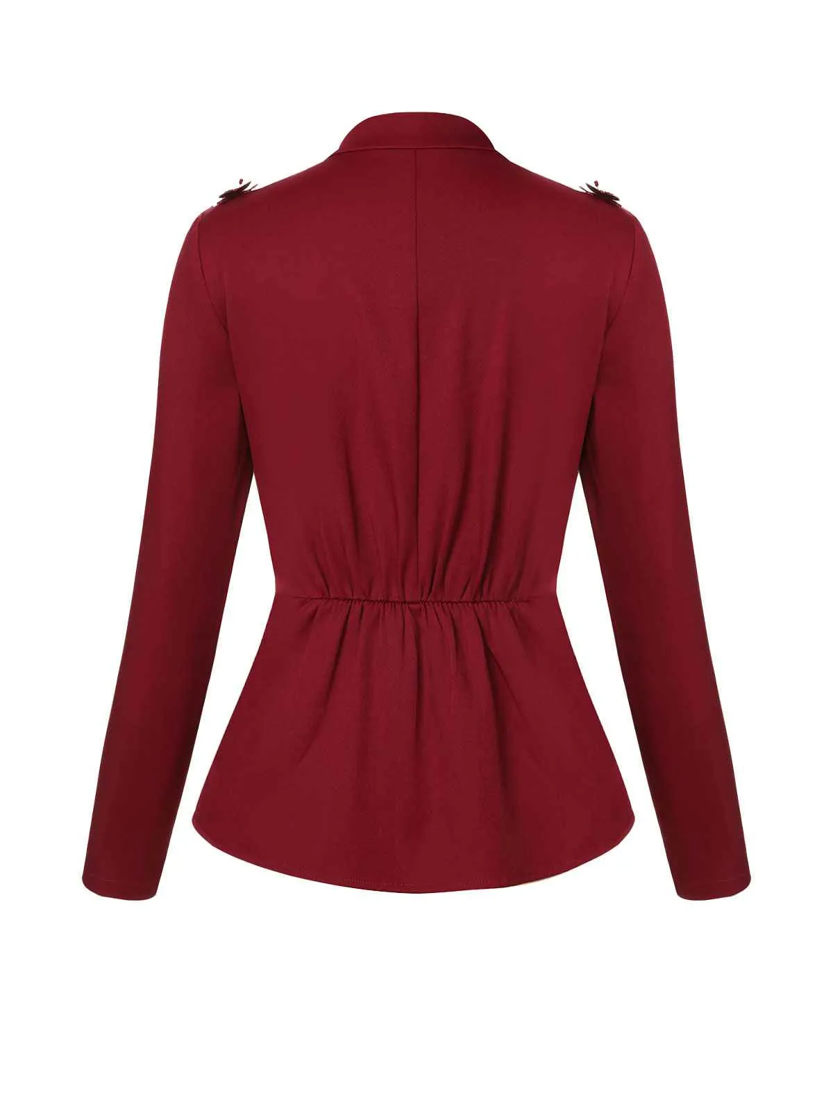 Red 1940s Stand Collar Butterflies Blouse sold by Retro Stage product image thumbnail 4