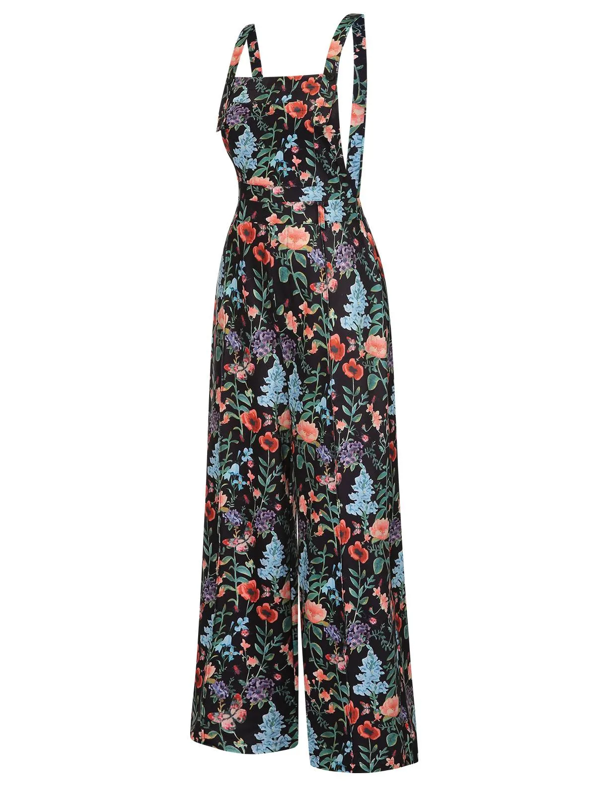 Multicolor 1930s Floral Square Neck Strap Jumpsuit sold by Retro Stage product image thumbnail 3