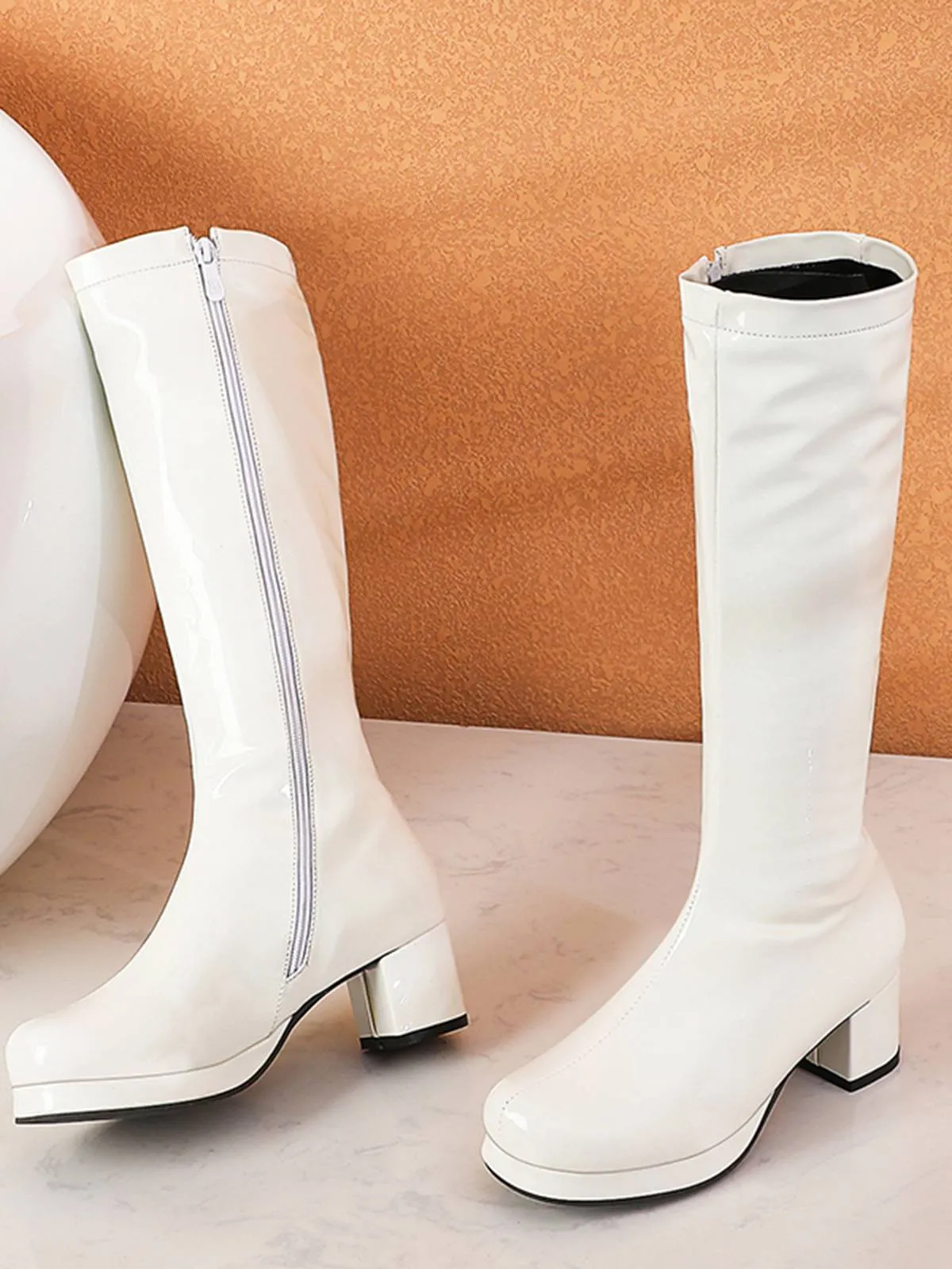 Retro Shiny Patent Leather Thigh-High Boots sold by Retro Stage product image thumbnail 2