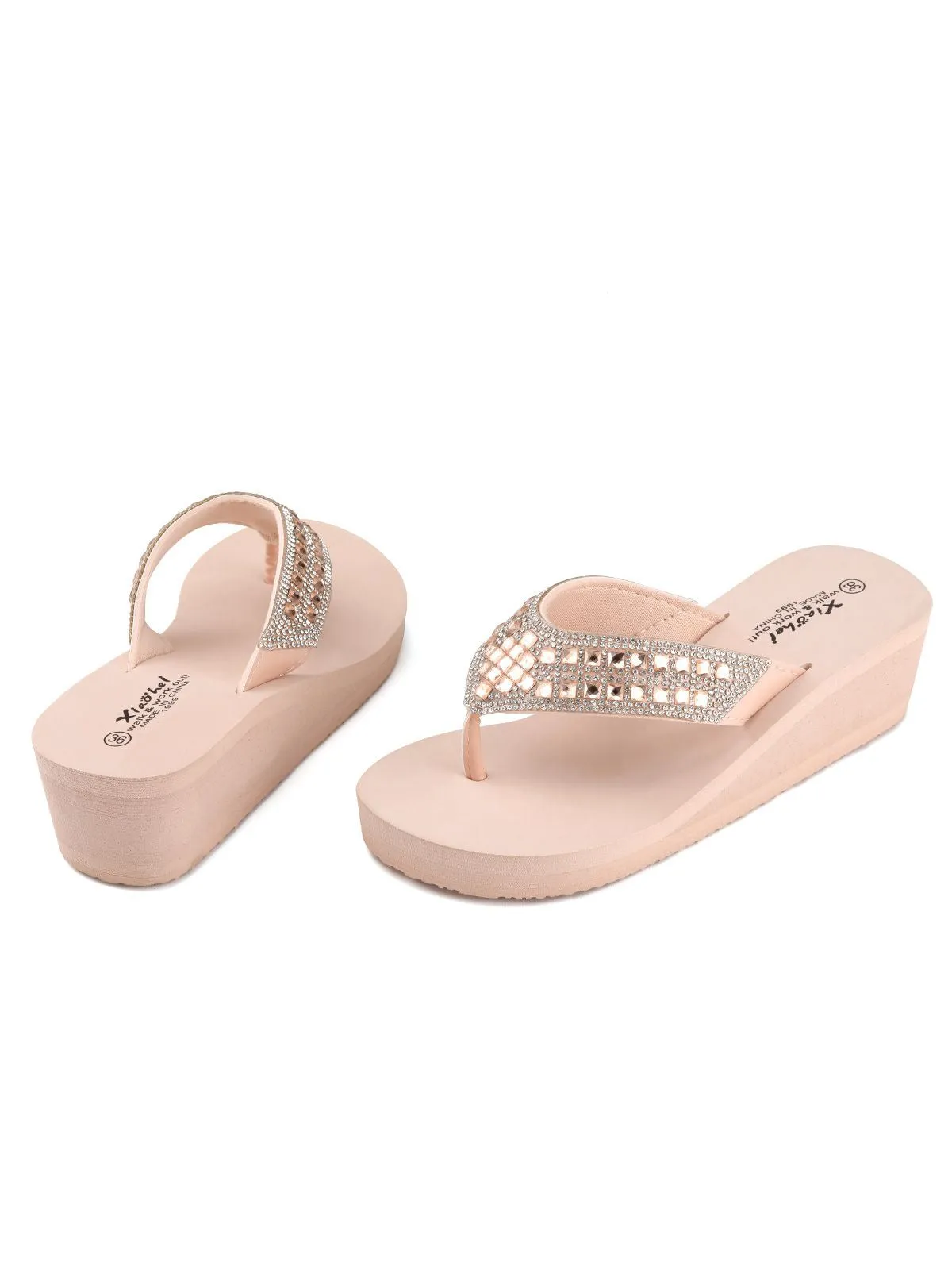 Rhinestone Wedge Flip Flop Slippers sold by Retro Stage product image thumbnail 3