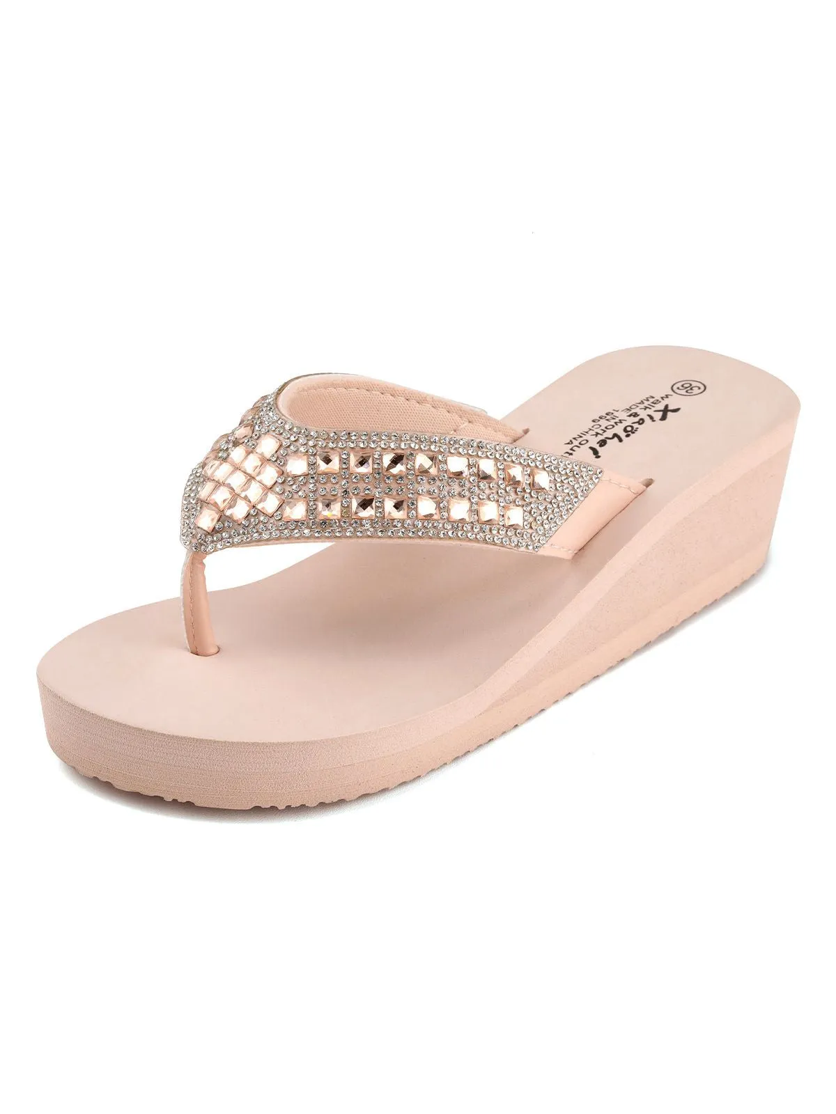 Rhinestone Wedge Flip Flop Slippers sold by Retro Stage product image thumbnail 2