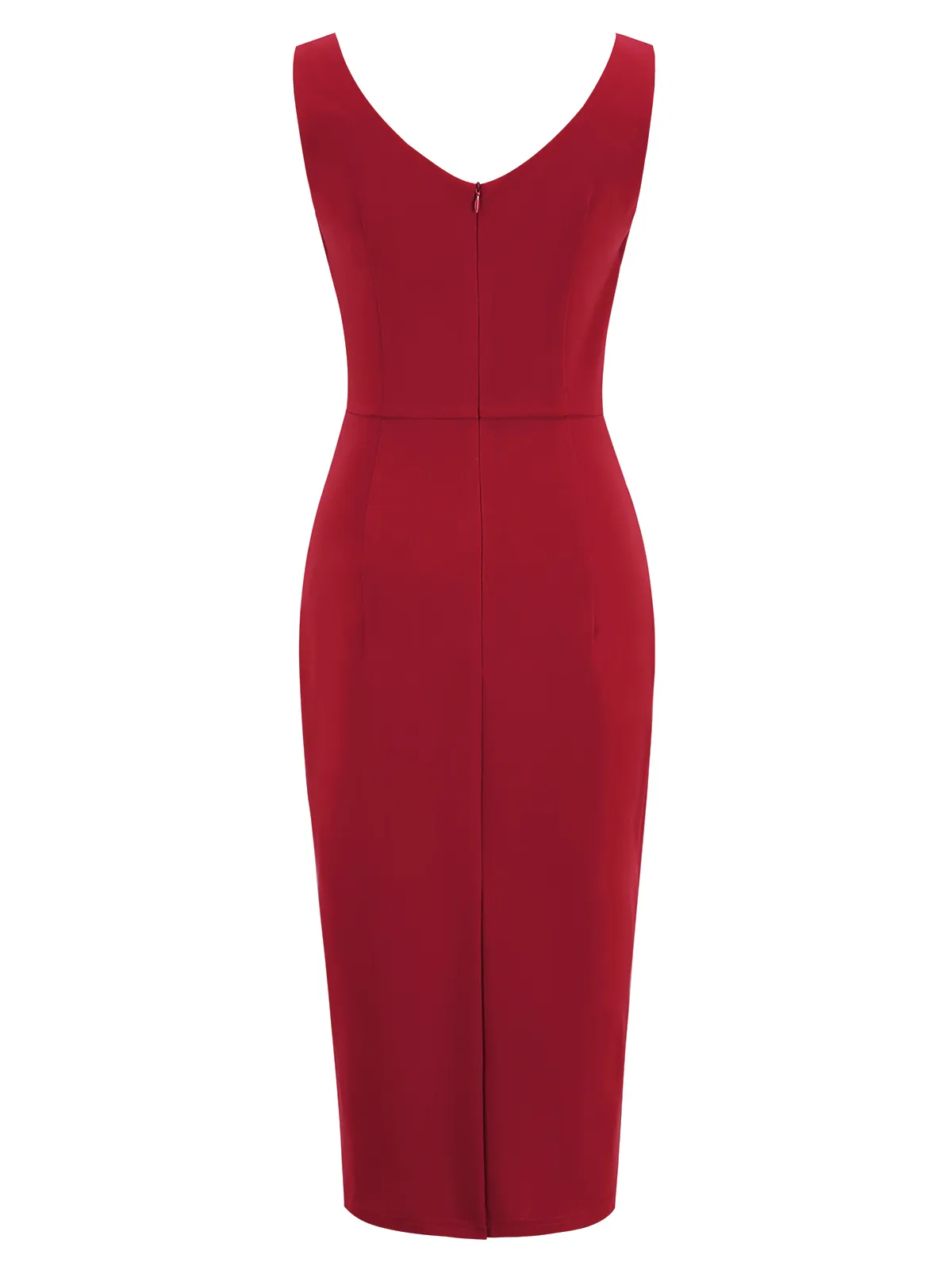 Red 1960s Heart Collar Solid Pencil Dress sold by Retro Stage product image thumbnail 3