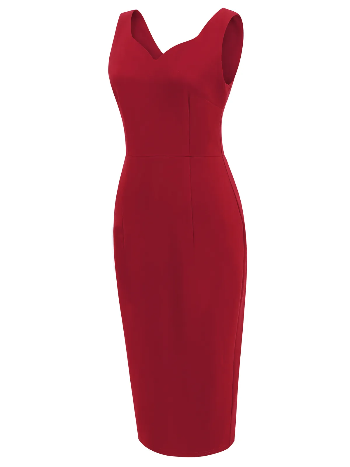 Red 1960s Heart Collar Solid Pencil Dress sold by Retro Stage product image thumbnail 2