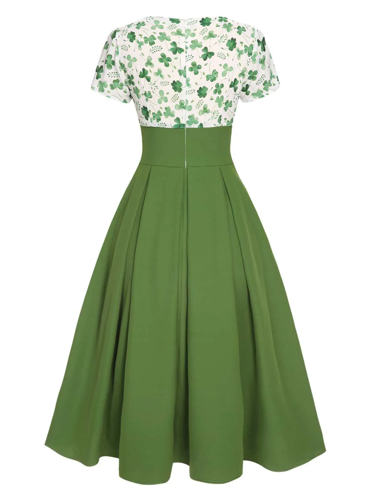 Green 1950s Lucky Clover Buttoned Dress sold by Retro Stage product image thumbnail 4