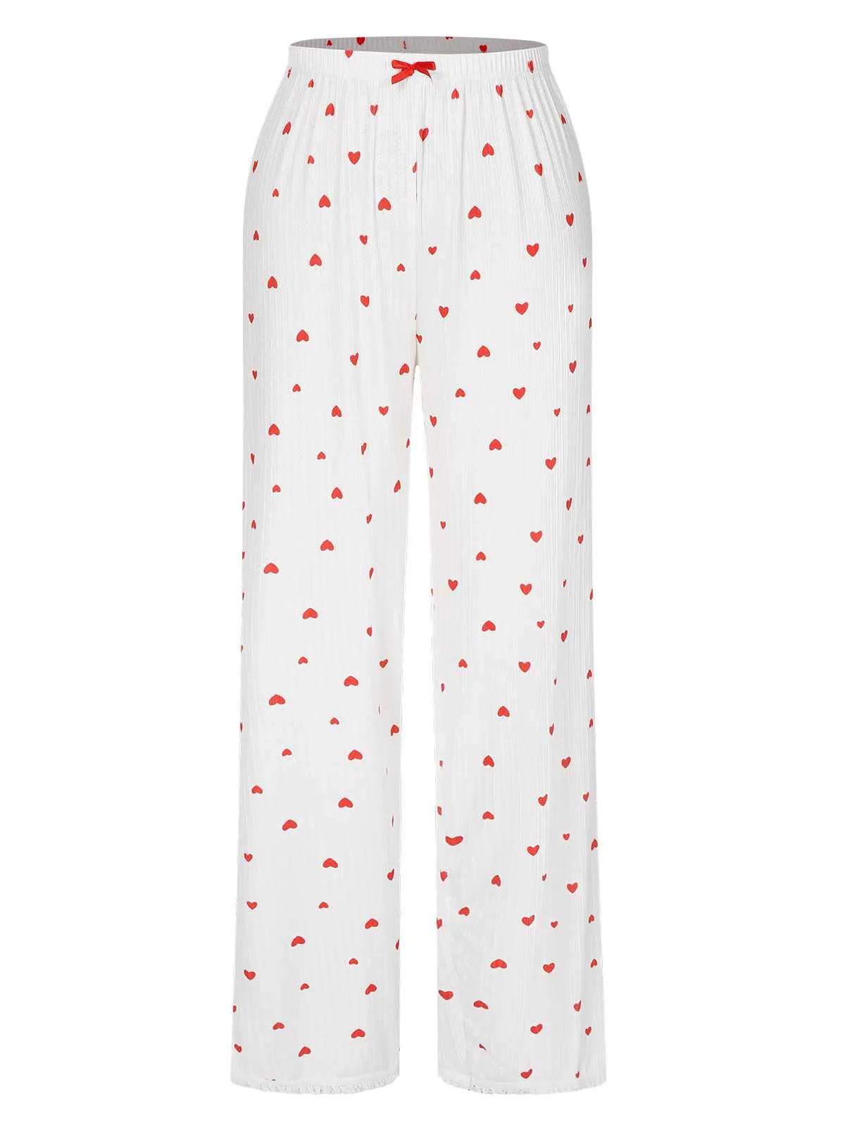 White 1970s Curled Heart Bow Long Sleeve Pajamas sold by Retro Stage product image thumbnail 5