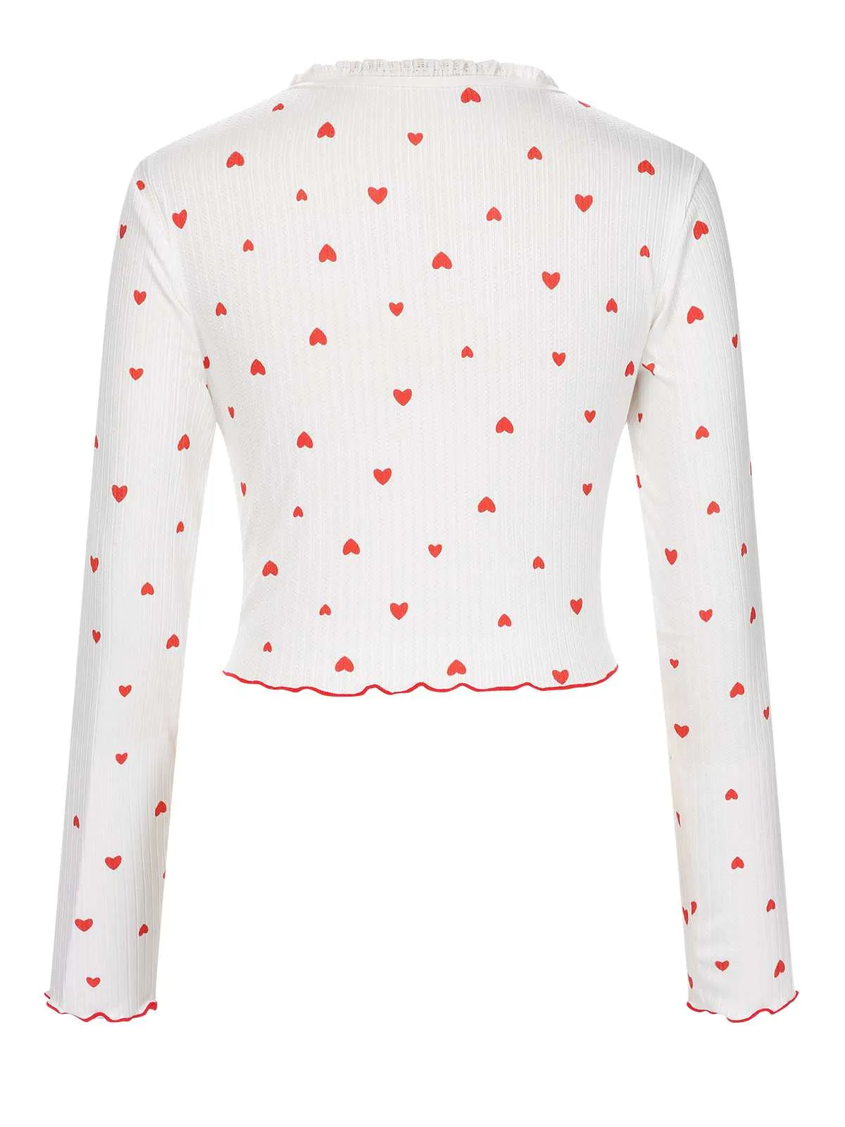 White 1970s Curled Heart Bow Long Sleeve Pajamas sold by Retro Stage product image thumbnail 3