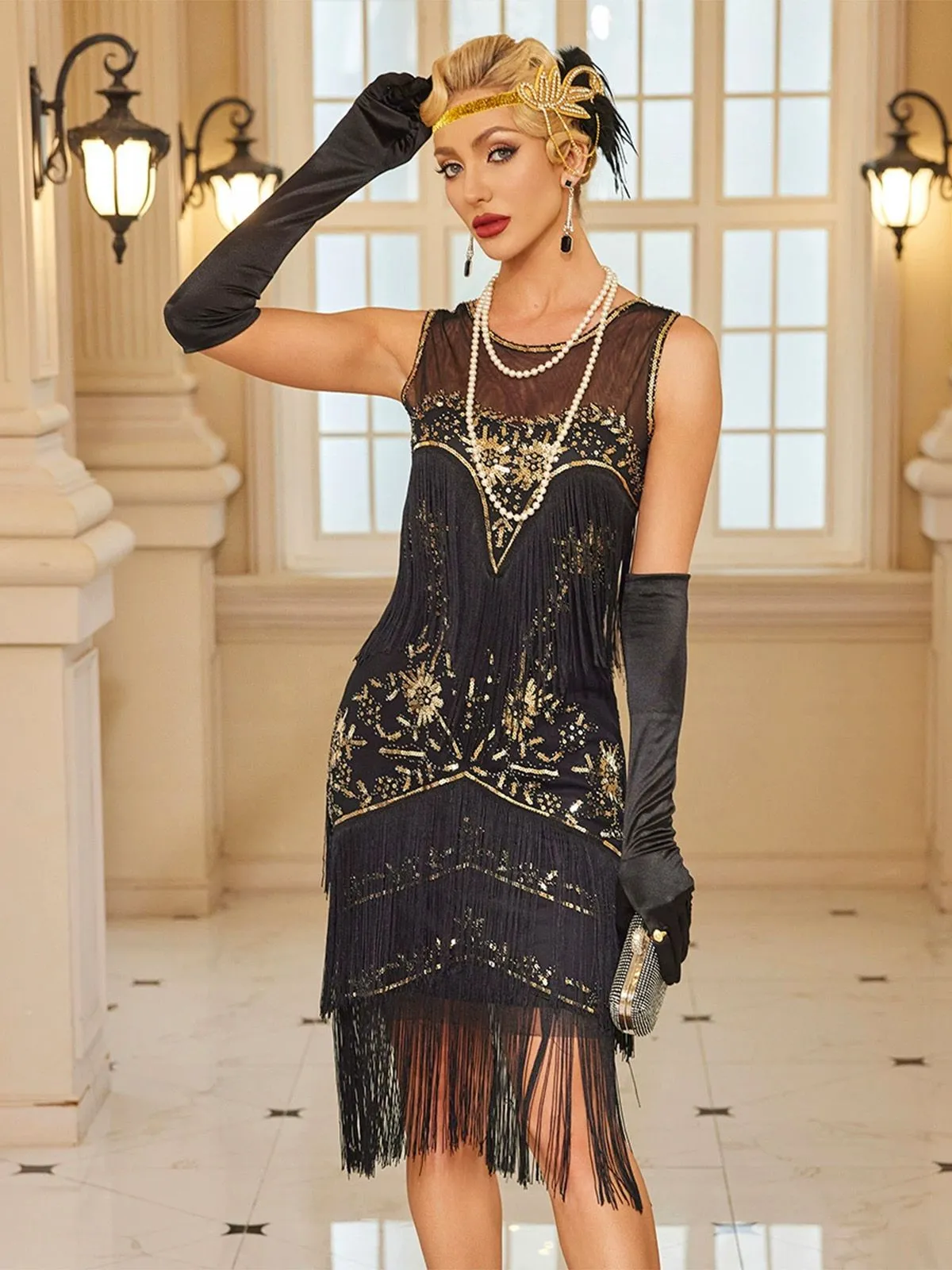1920s Sequins Beading Tassels Flapper Dress sold by Retro Stage product image thumbnail 4
