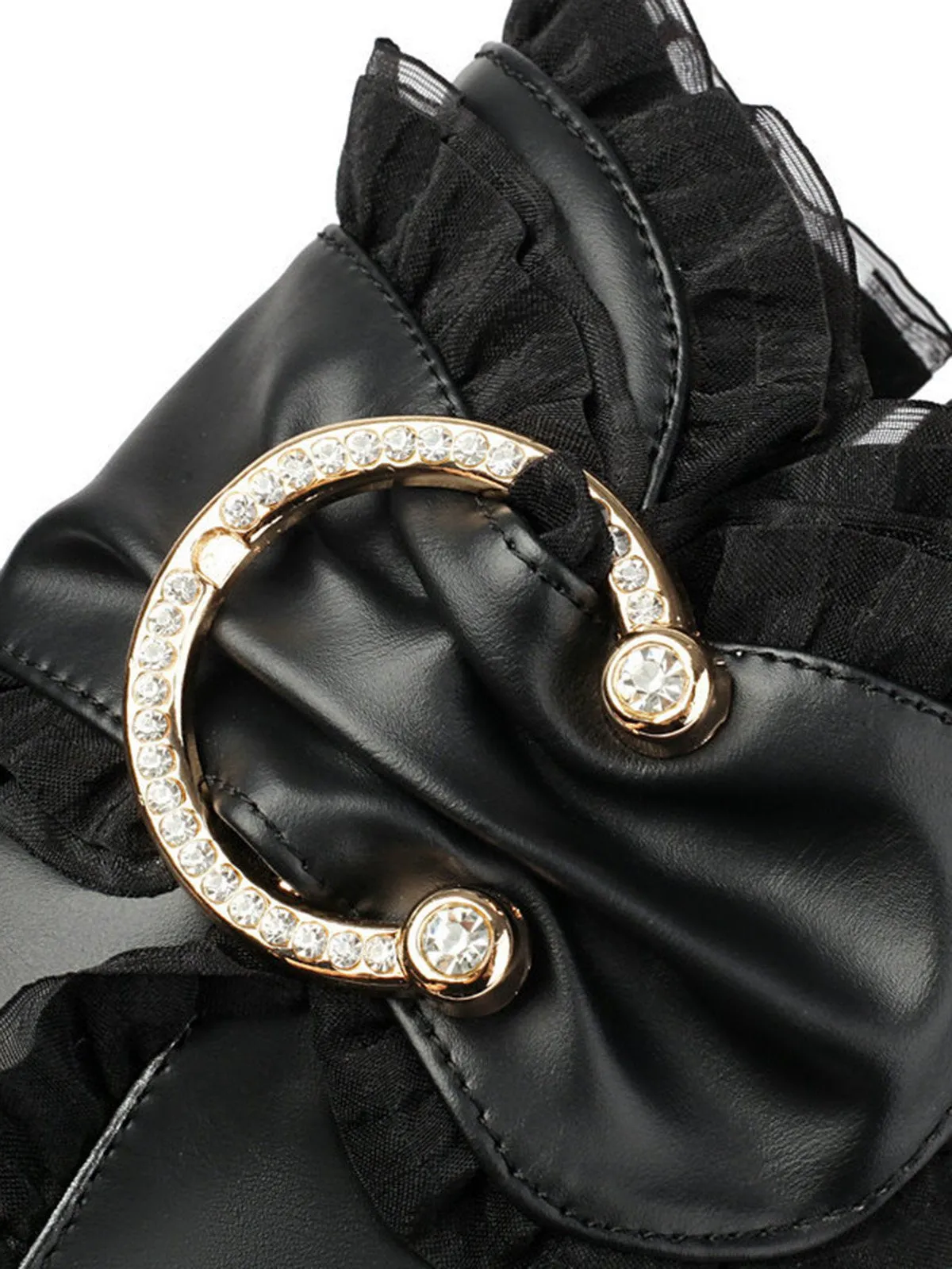 PU Leather Lace-Trimmed Chunky Heel Ankle Boots sold by Retro Stage product image thumbnail 3