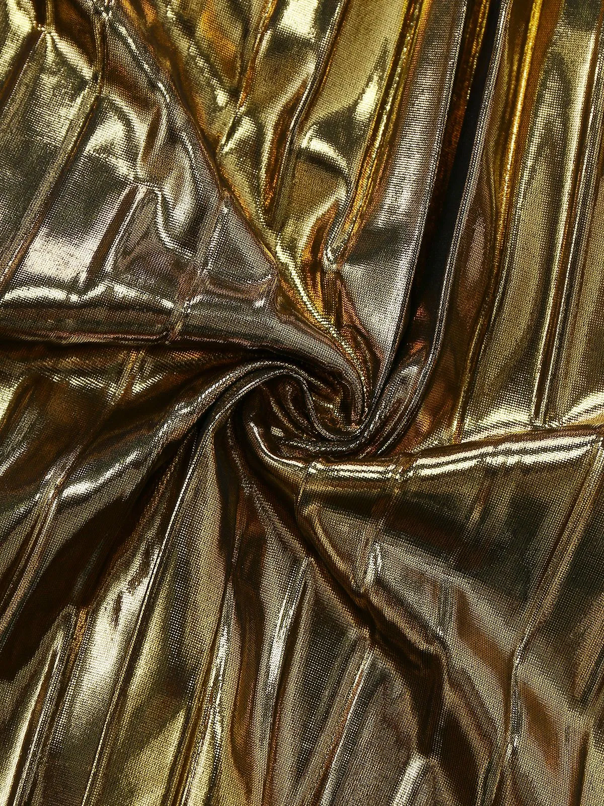 Gold 1960s Metallic Pleated Cutout Party Strap Dress sold by Retro Stage product image thumbnail 5