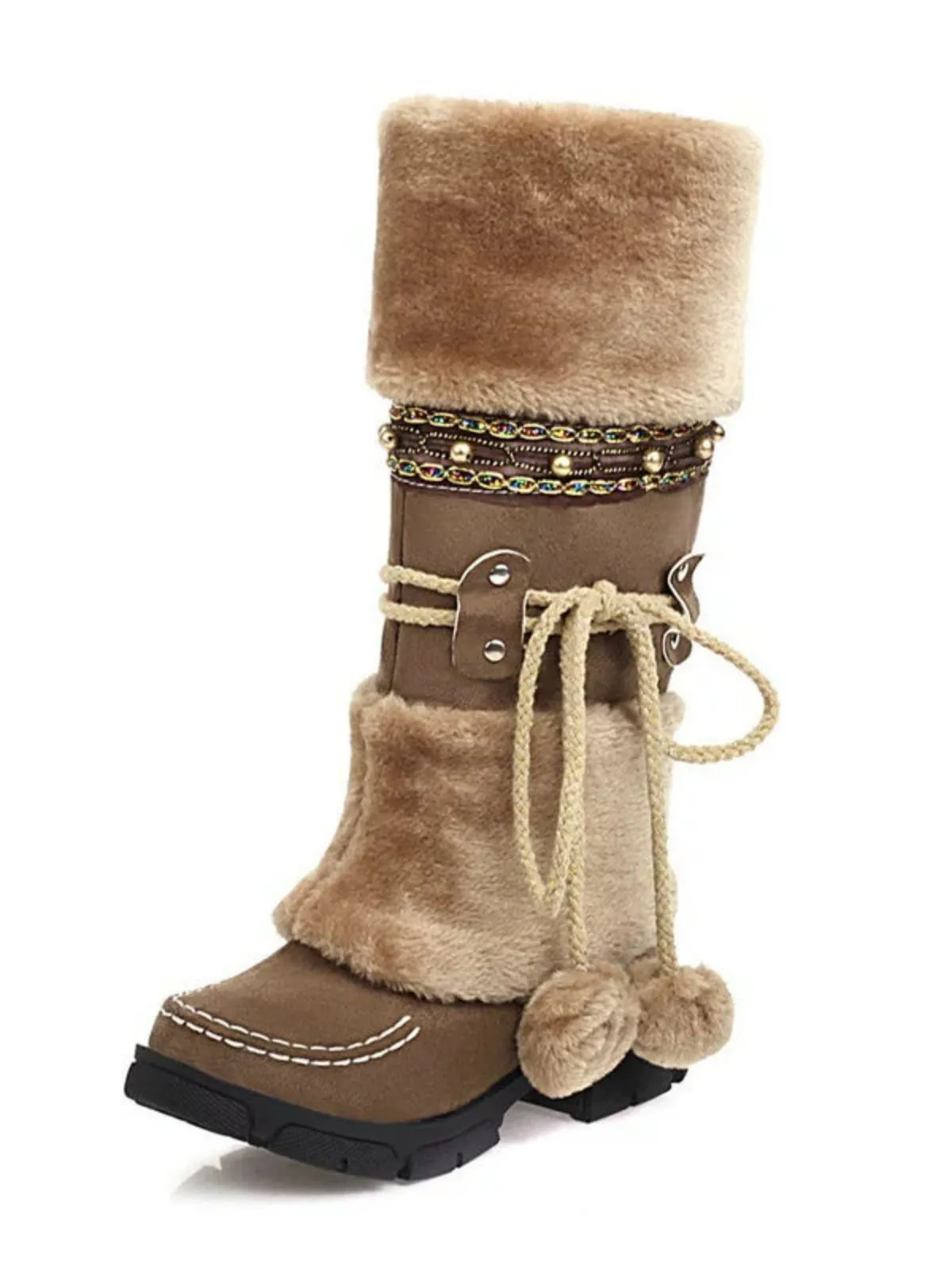 Vintage Faux Fur Pom-Pom Winter Snow Boots sold by Retro Stage product image thumbnail 2