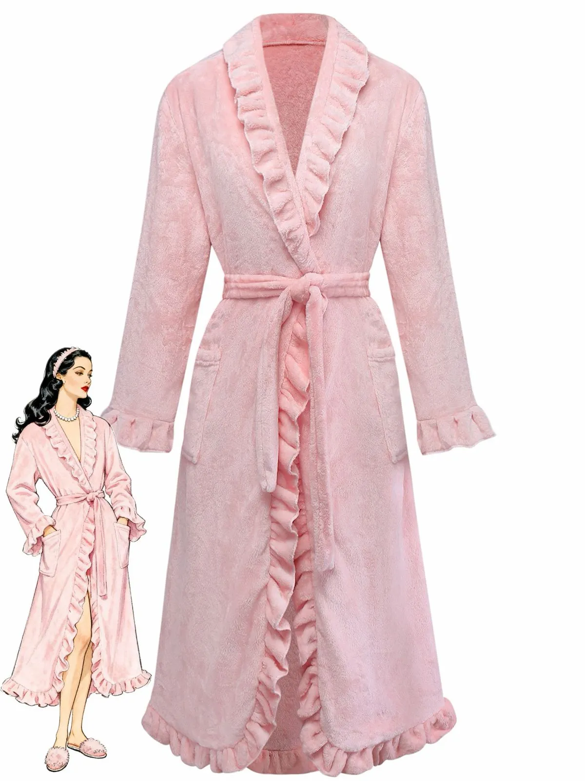 1930s Long Sleeve Flannelette Pajama Robe sold by Retro Stage