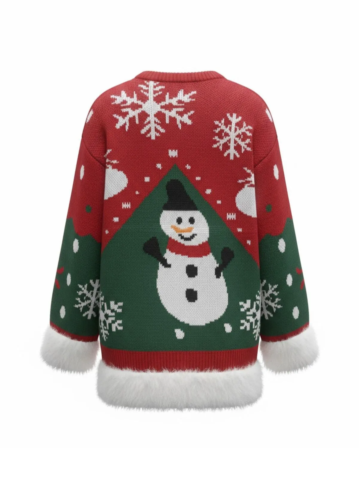 1950s Christmas Snowman Raw Hem Pullover Sweater sold by Retro Stage product image thumbnail 3