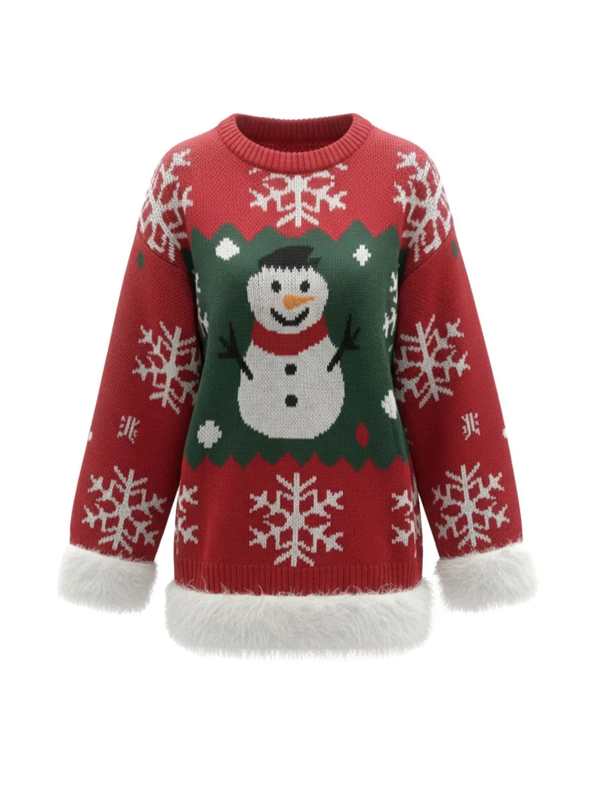 1950s Christmas Snowman Raw Hem Pullover Sweater sold by Retro Stage product image thumbnail 2
