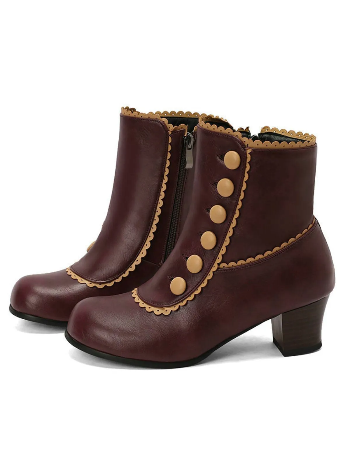 Vintage Faux Fur Lining Chunky Heel Short Boots sold by Retro Stage product image thumbnail 5