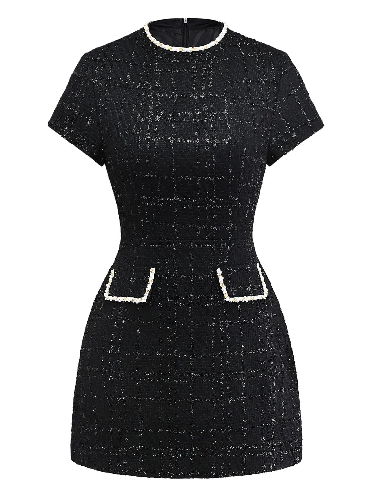 1950s Binding Pearl-Trimmed Collar Tweed Dress sold by Retro Stage product image thumbnail 2