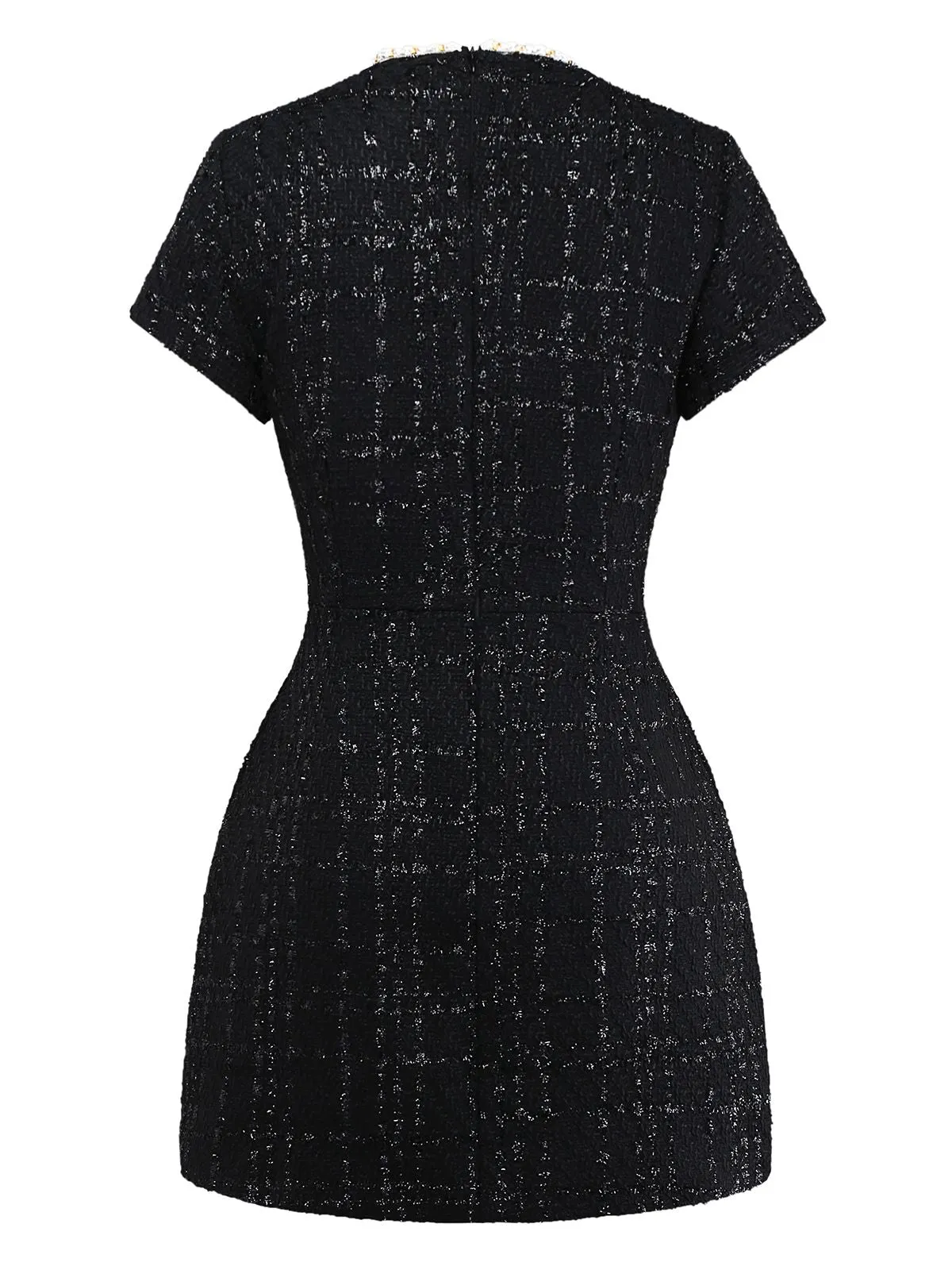 1950s Binding Pearl-Trimmed Collar Tweed Dress sold by Retro Stage product image thumbnail 3