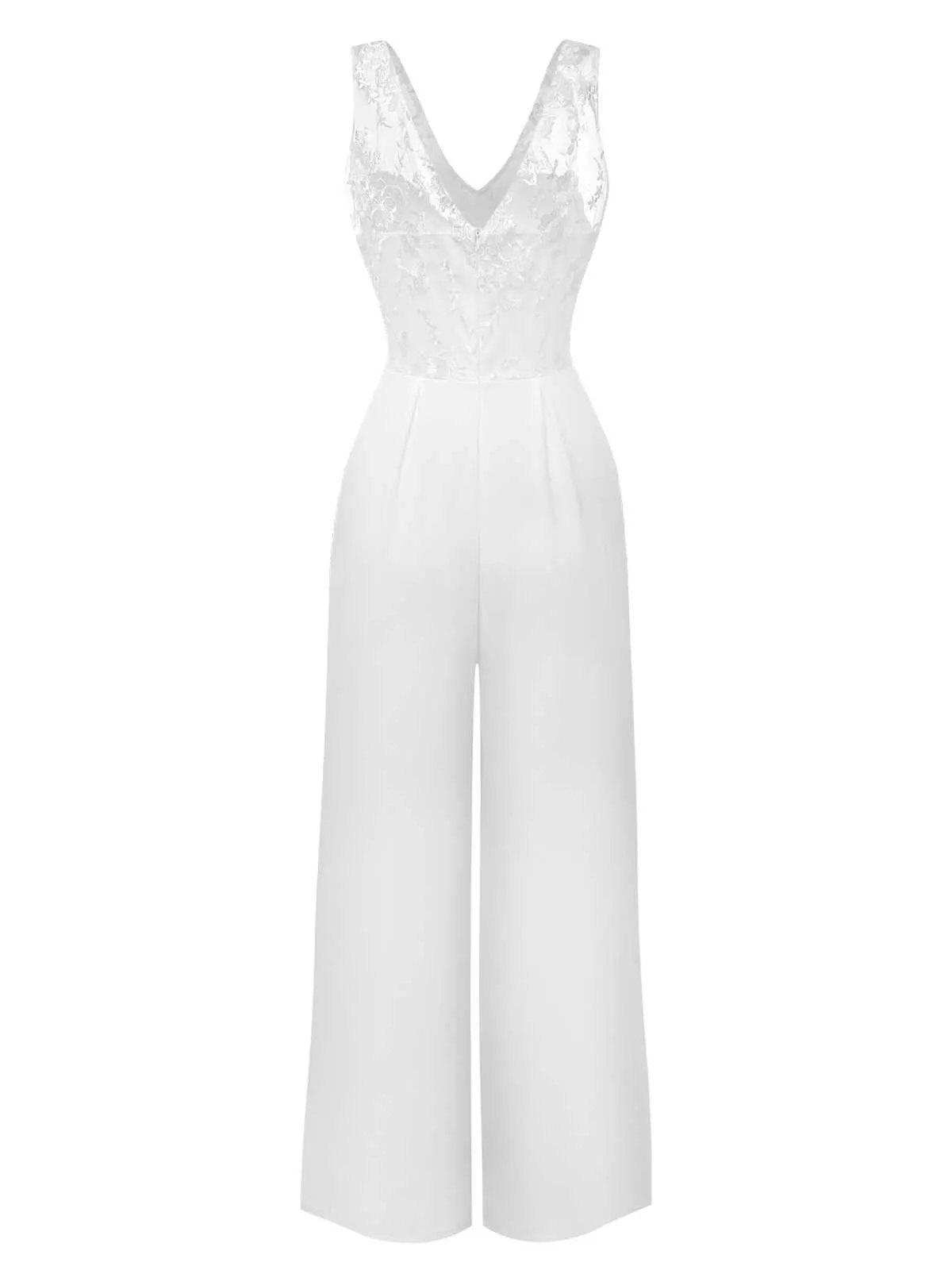 White 1970s Mesh Floral Embroidered Jumpsuit sold by Retro Stage product image thumbnail 2