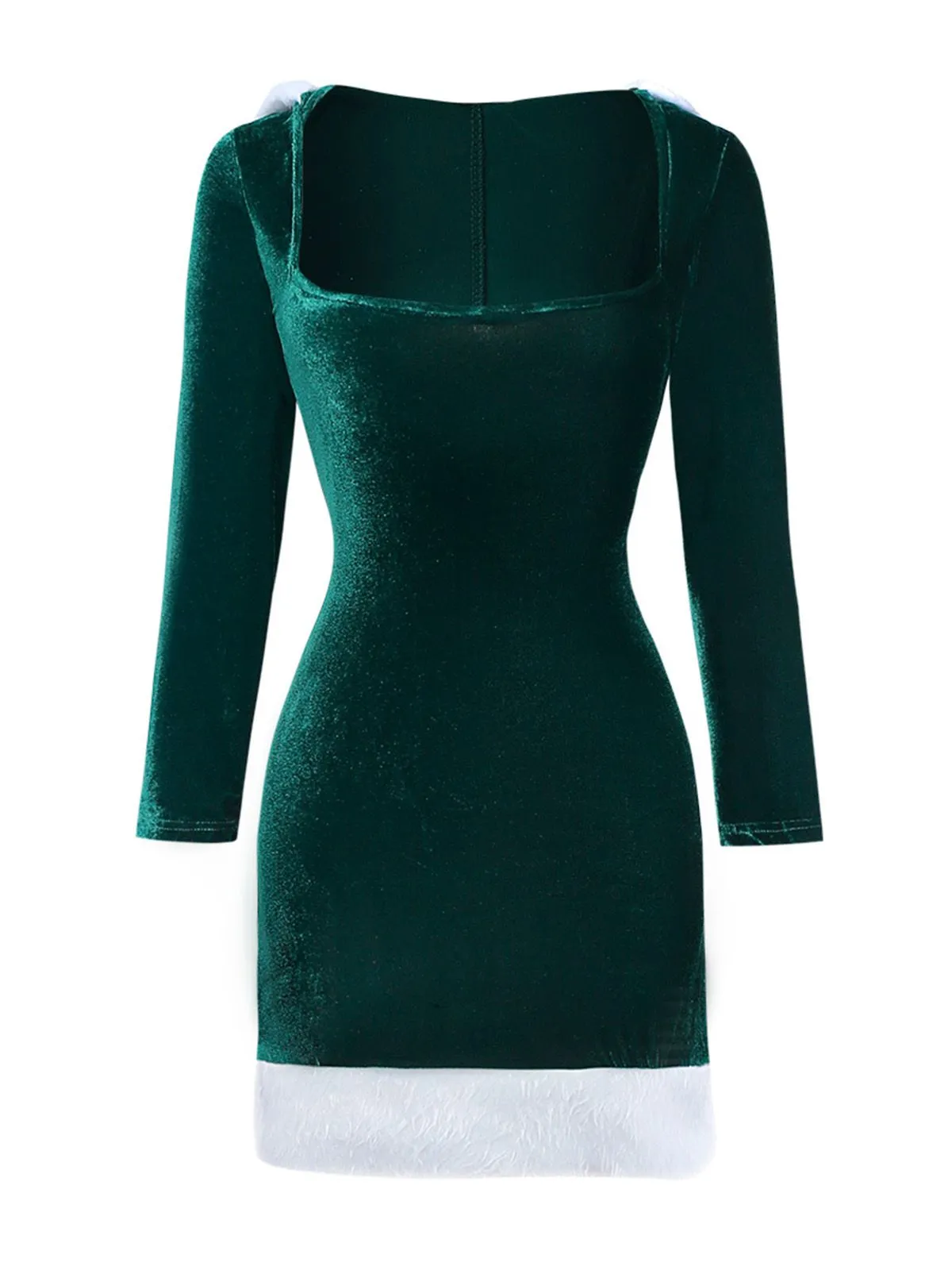 1980s Christmas Fur Trim Hooded Velvet Dress sold by Retro Stage product image thumbnail 4