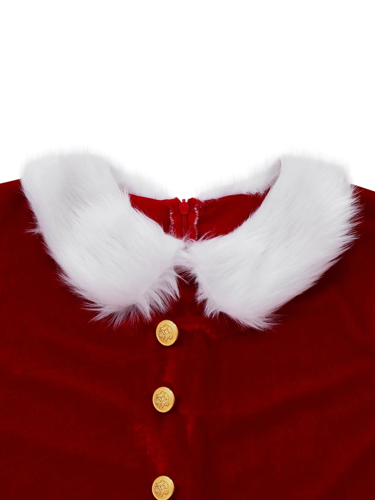 Red 1930s Mrs. Claus Costume Velvet Dress Set sold by Retro Stage product image thumbnail 4