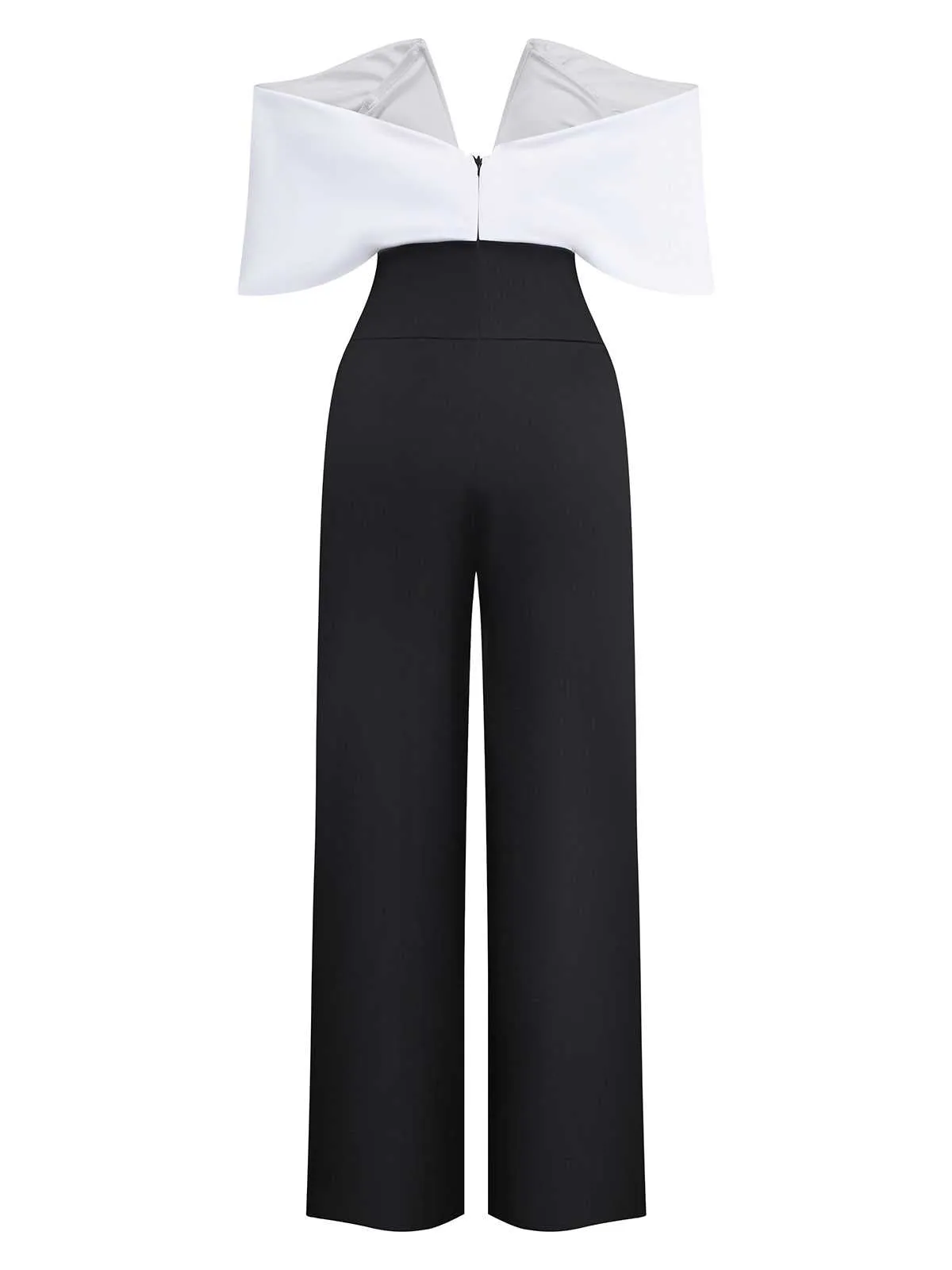 1970s Off-Shoulder Deep-V Contrast Jumpsuit sold by Retro Stage product image thumbnail 2