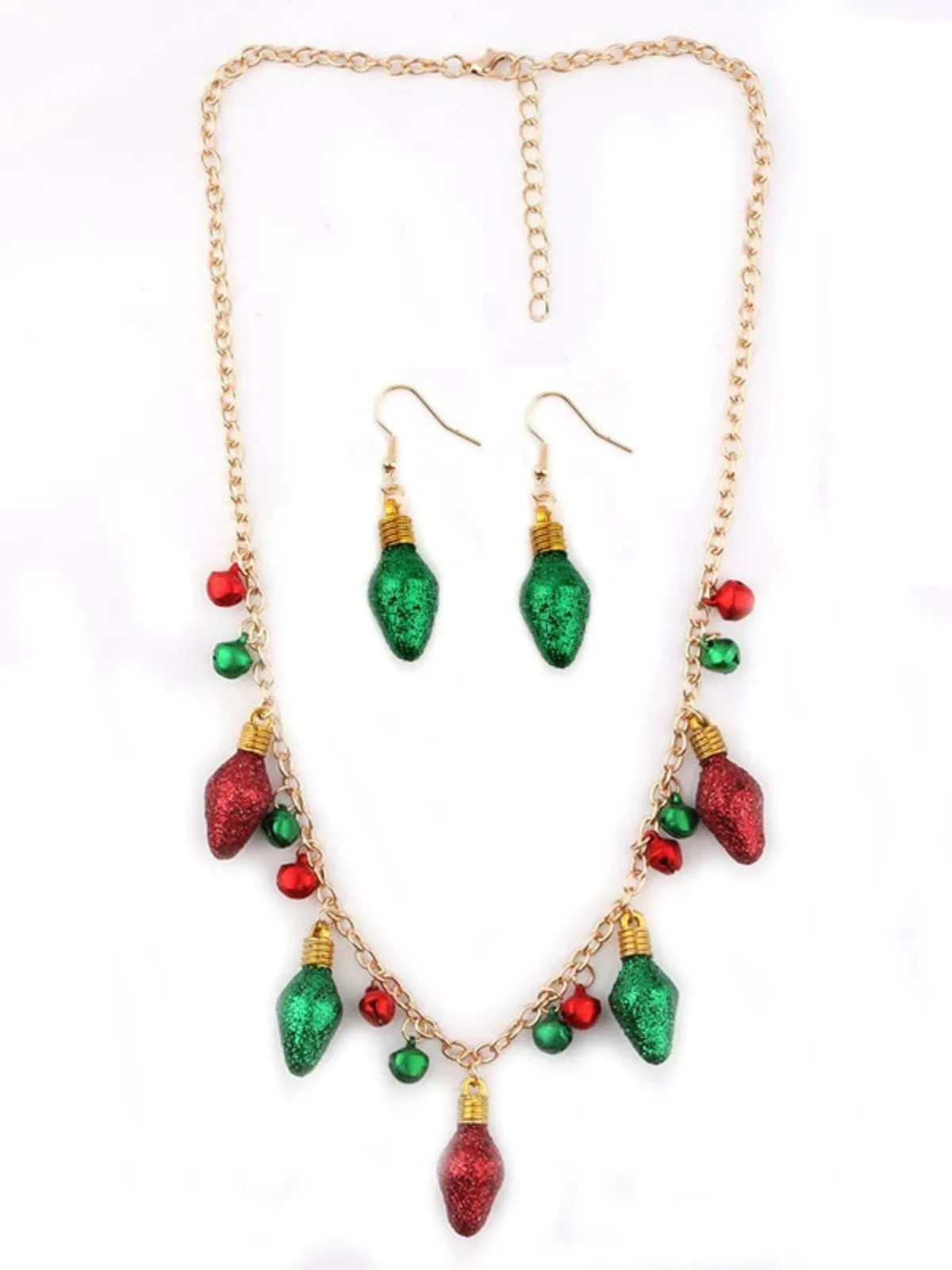 Christmas Light Bulb Bell Necklace & Earrings Set sold by Retro Stage product image thumbnail 2