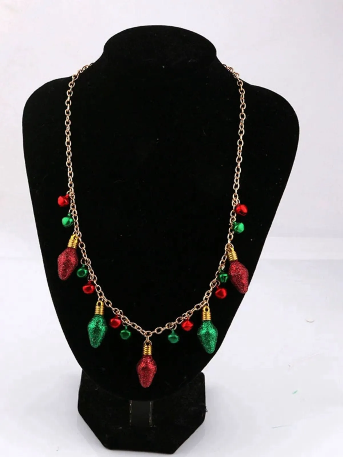 Christmas Light Bulb Bell Necklace & Earrings Set sold by Retro Stage product image thumbnail 3