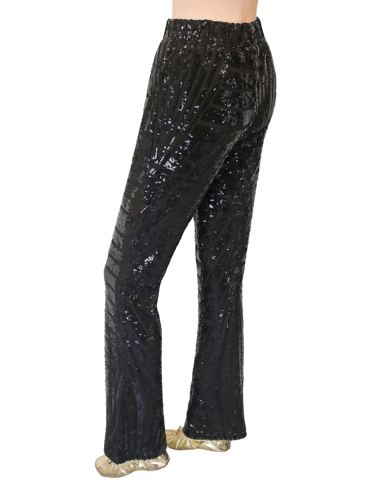 Black 1920s Solid Sequin Flared Pants sold by Retro Stage product image thumbnail 5