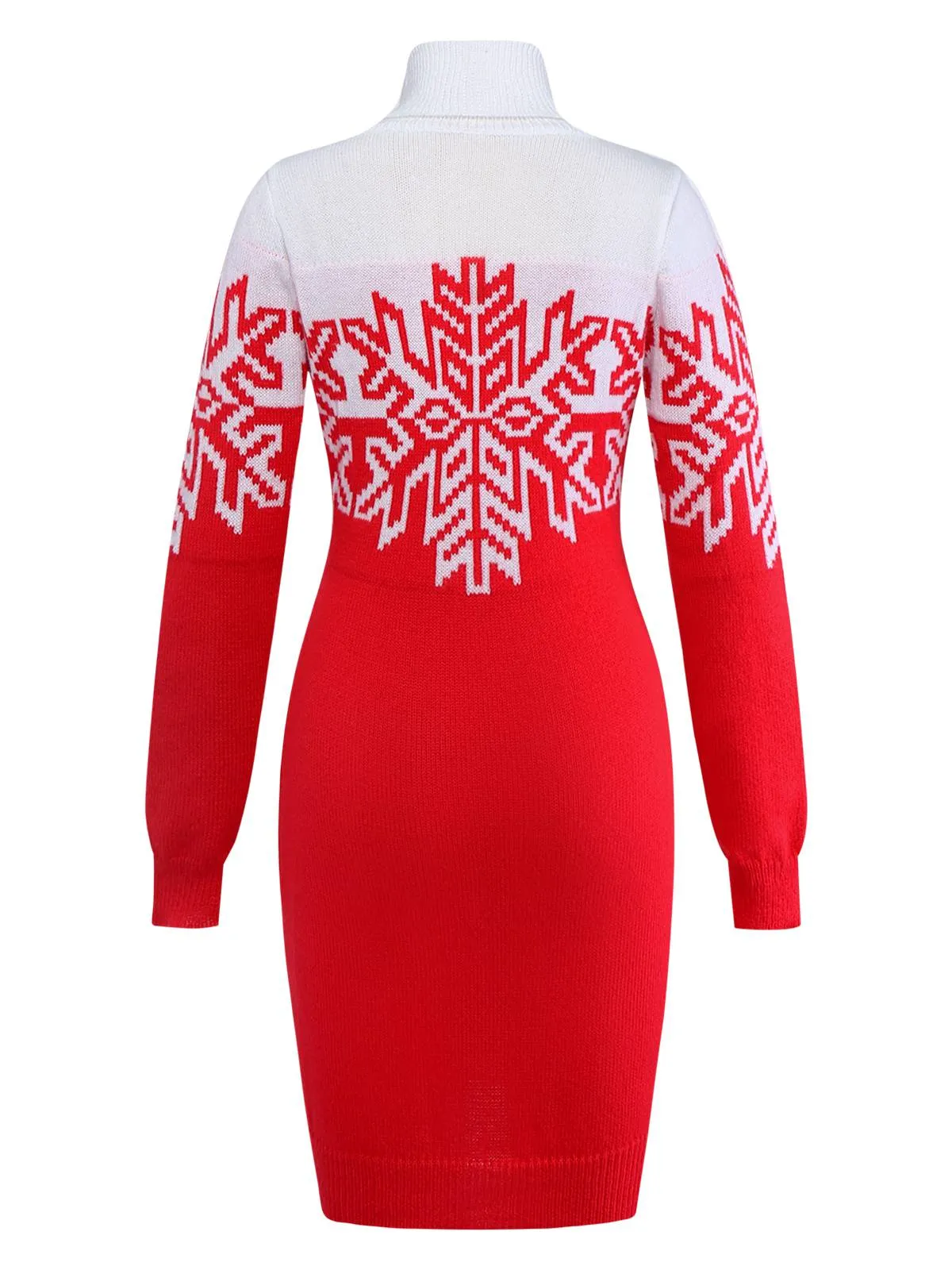 Red & White 1960s Snowflake Turtleneck Sweater Dress sold by Retro Stage product image thumbnail 3