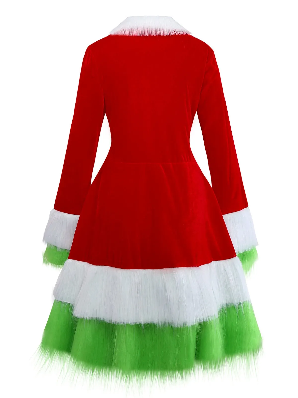Red & Green 1940s Christmas Grinch Fur Trimmed Dress sold by Retro Stage product image thumbnail 3