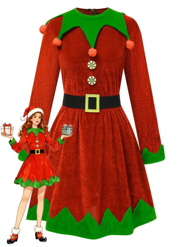 [Pre-Sale] Red 1940s Christmas Elf Dress sold by Retro Stage