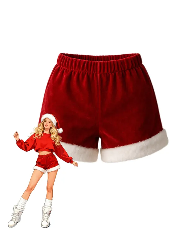 [Pre-Sale] Red & White 1930s Christmas Velvet Shorts sold by Retro Stage