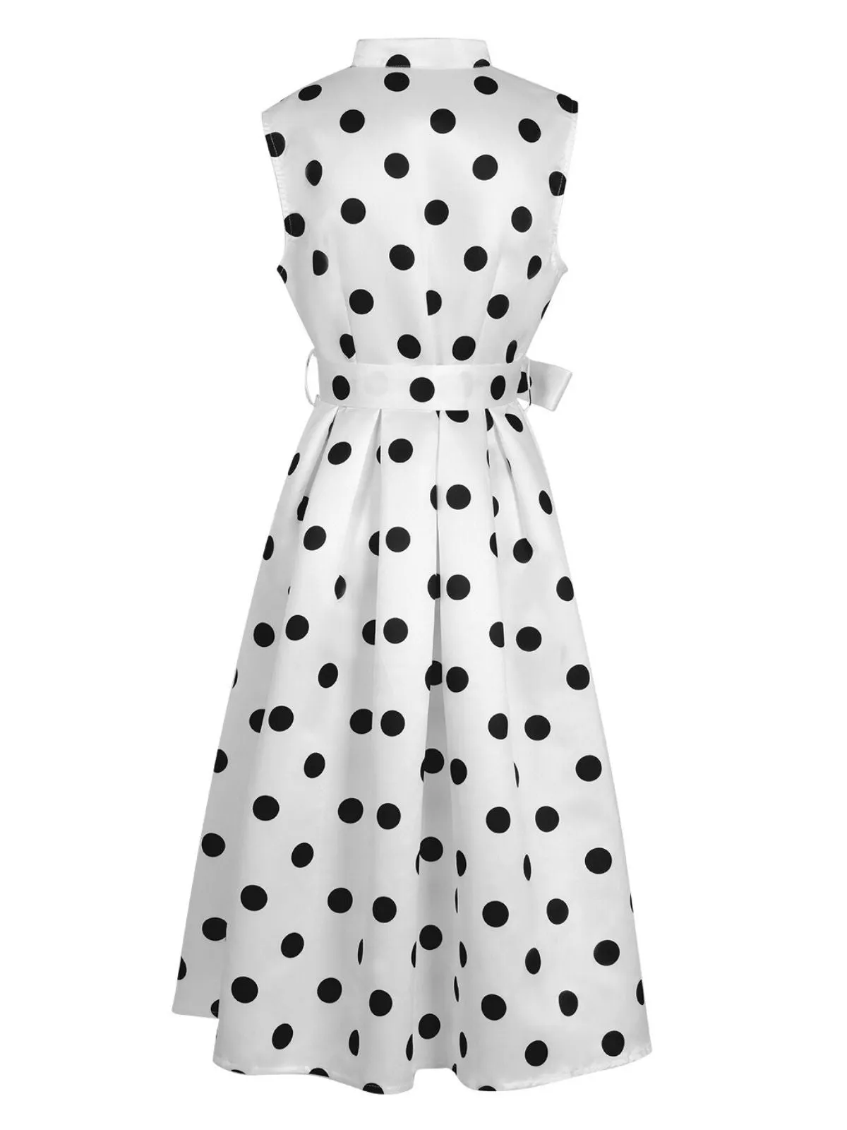 1950s Surplice V-Neck Polka Dot Belted Dress sold by Retro Stage product image thumbnail 3