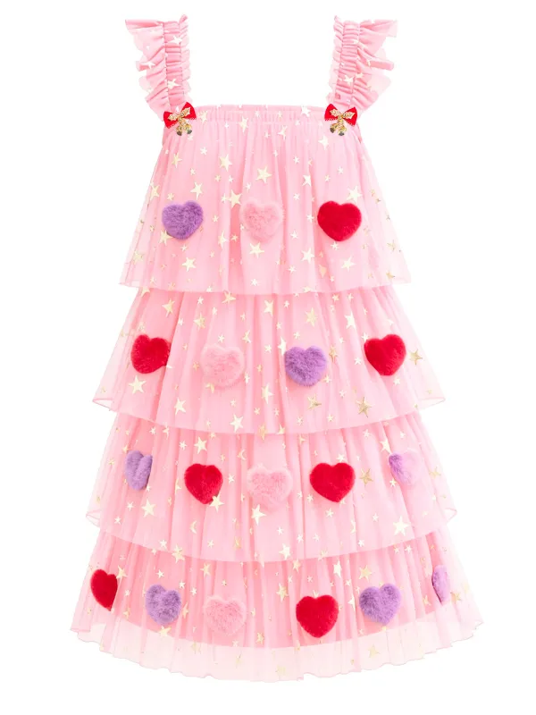 [Pre-Sale] Pink 1960s Christmas Tree Heart Pom Pom Cake Dress sold by Retro Stage
