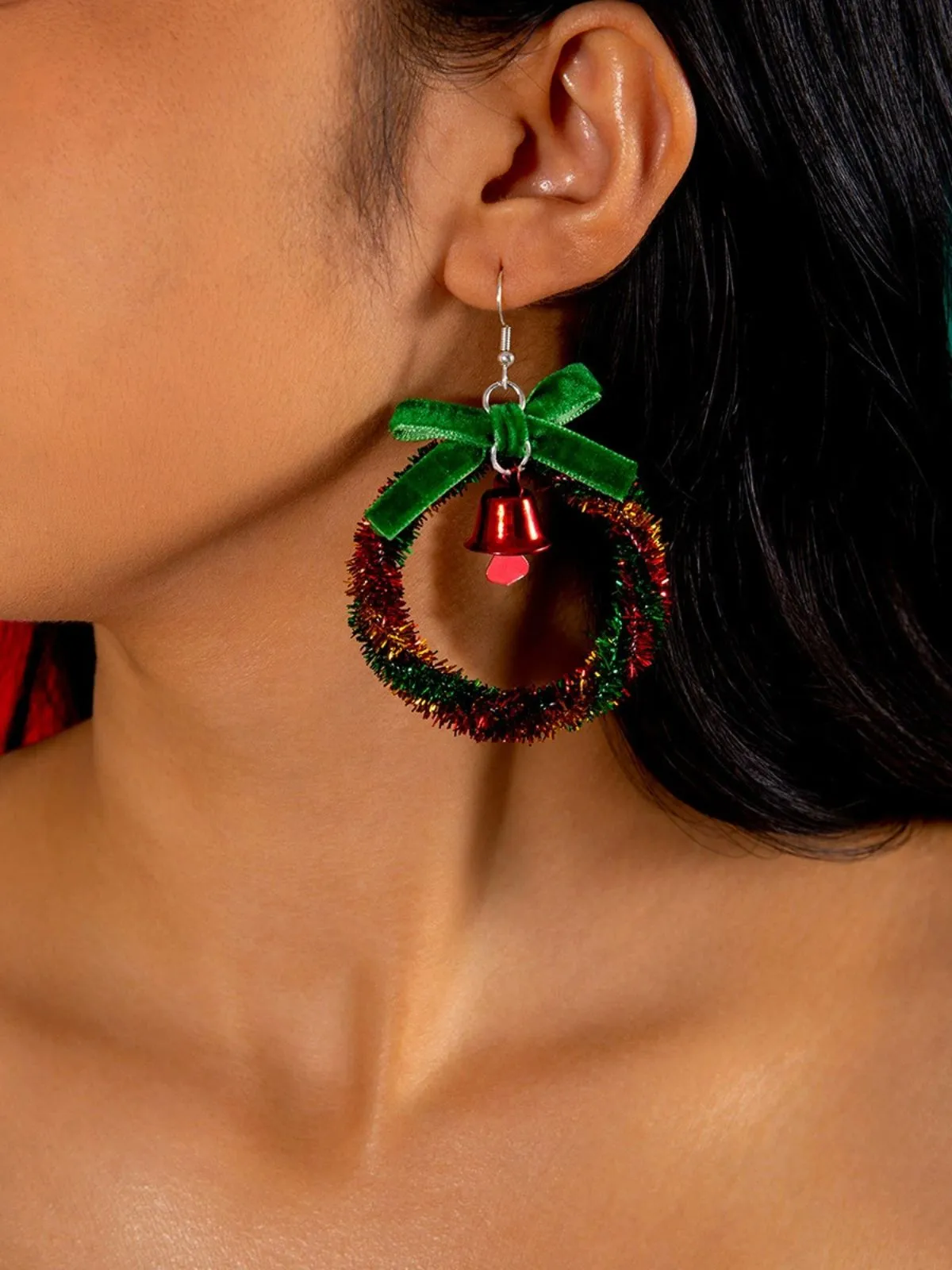 Christmas Tree Bow Colorful Earrings sold by Retro Stage product image thumbnail 2