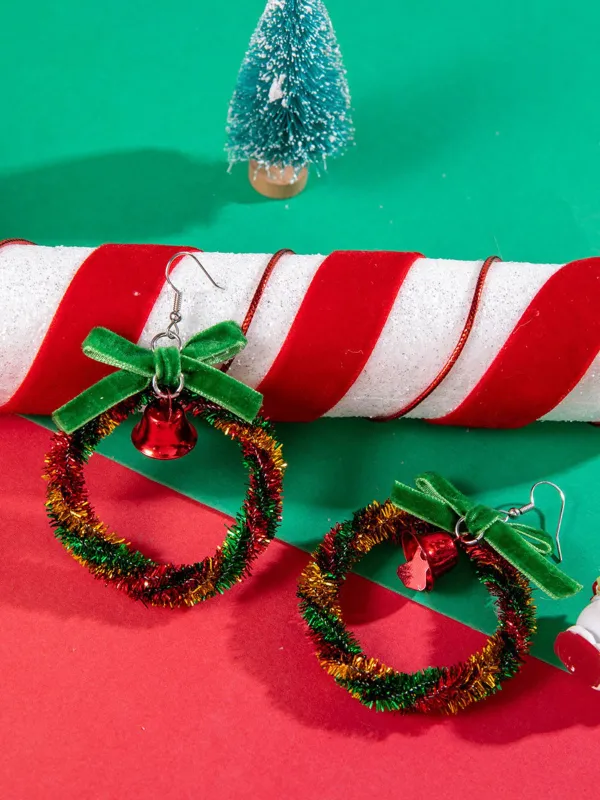 Christmas Tree Bow Colorful Earrings sold by Retro Stage
