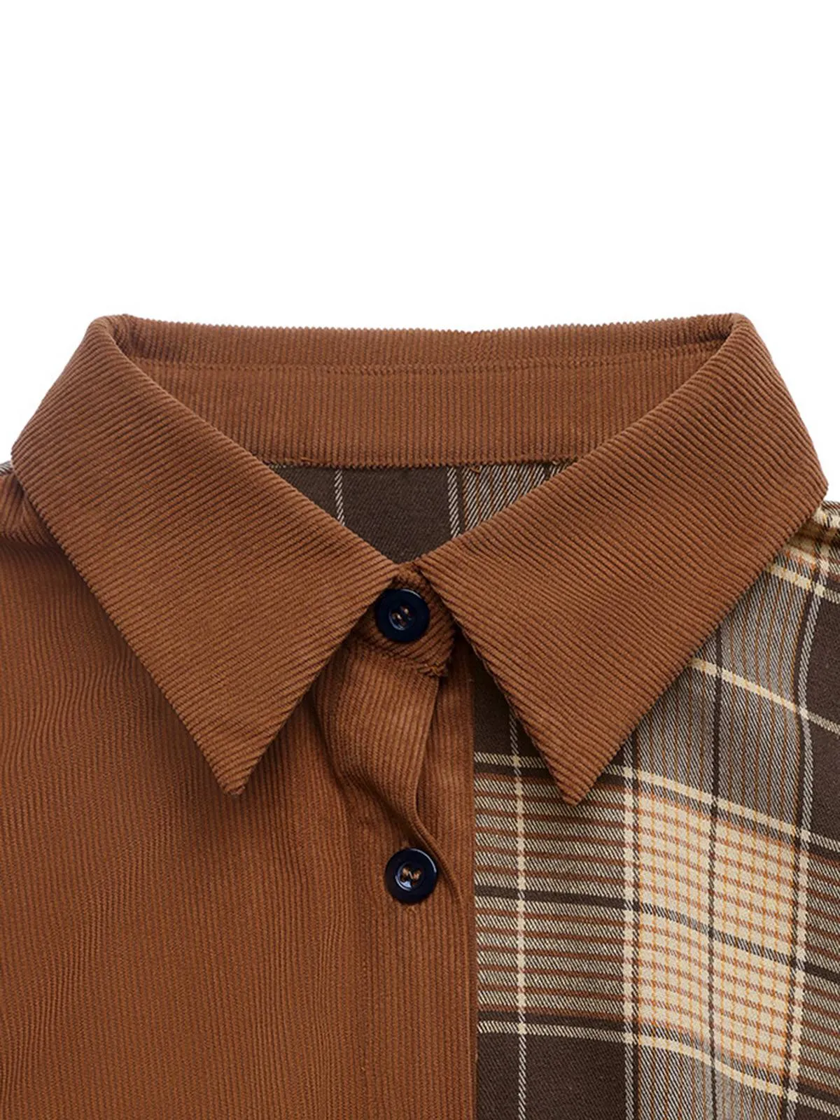 Brown 1950s Plaid Corduroy Shirt Collar Dress sold by Retro Stage product image thumbnail 4
