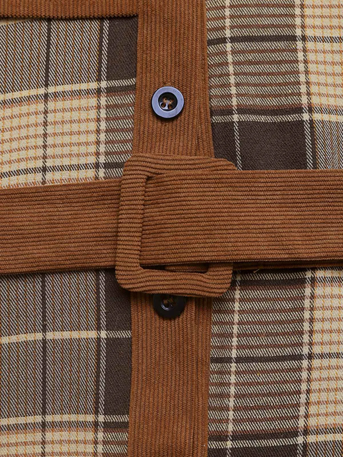 Brown 1950s Plaid Corduroy Shirt Collar Dress sold by Retro Stage product image thumbnail 5