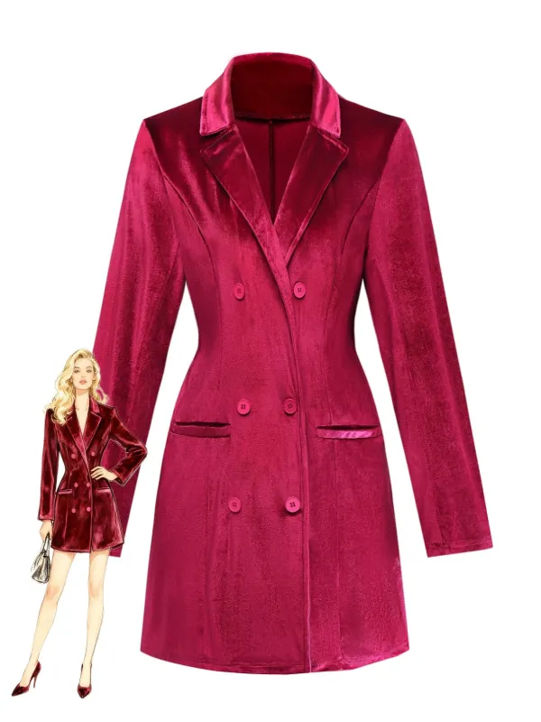 1960s Solid Velvet Long Sleeve Blazer Dress sold by Retro Stage