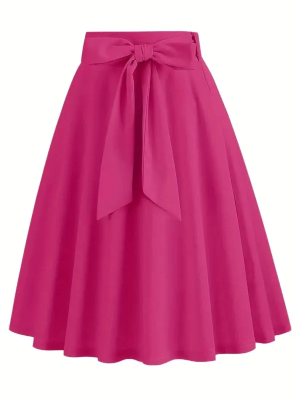 1940s Solid Waist Tie A-Line Skirt sold by Retro Stage