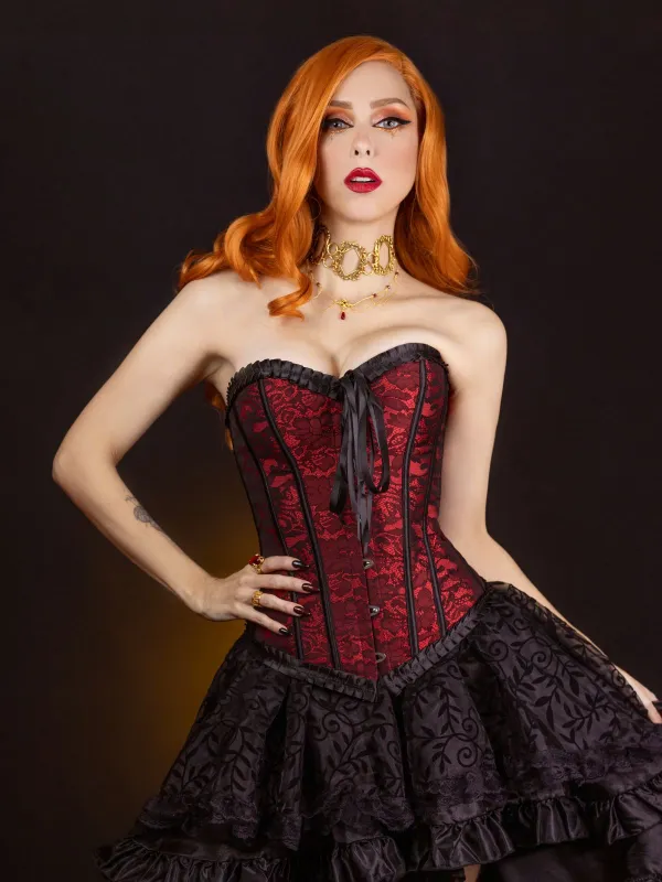 2PCS 1970s Steampunk Lace Corset & High Low Skirt sold by Retro Stage